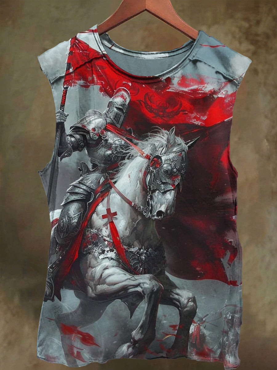 Unisex Crusader Flag Print Casual Cotton Tank Top