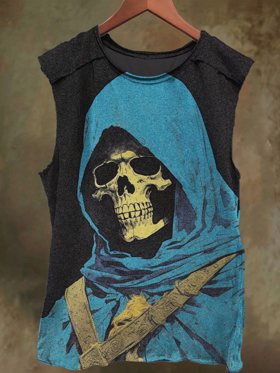 Unisex Junior Skull Print Casual Cotton Tank Top