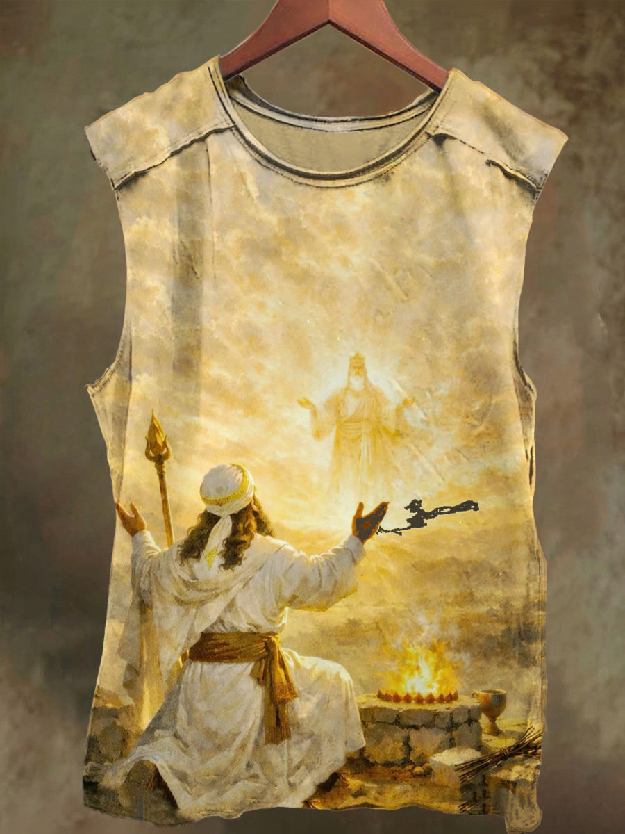 Unisex Heaven and Pilgrimage Print Casual Cotton Tank Top