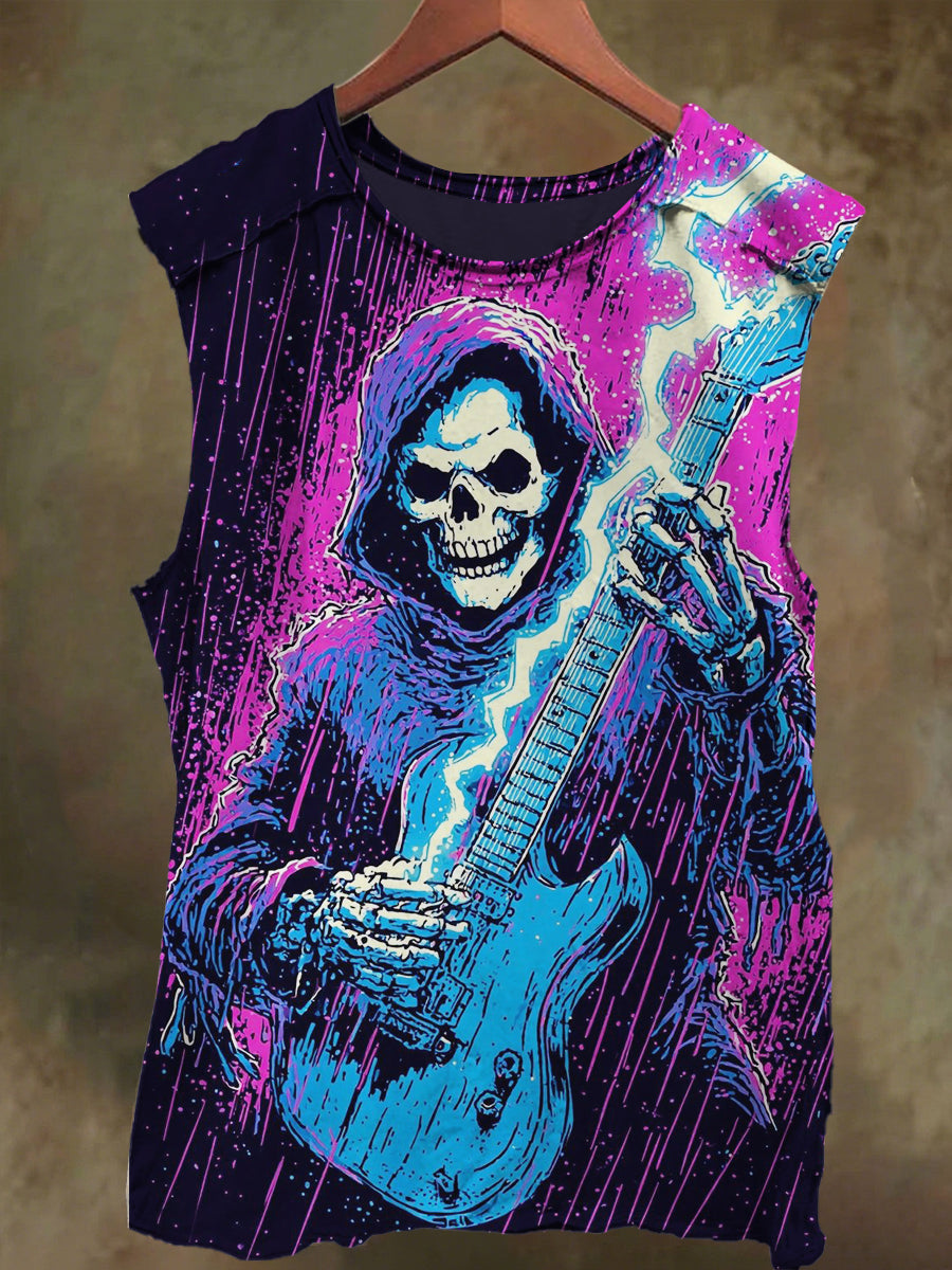 Unisex Rock Punk Skull Print Casual Cotton Tank Top