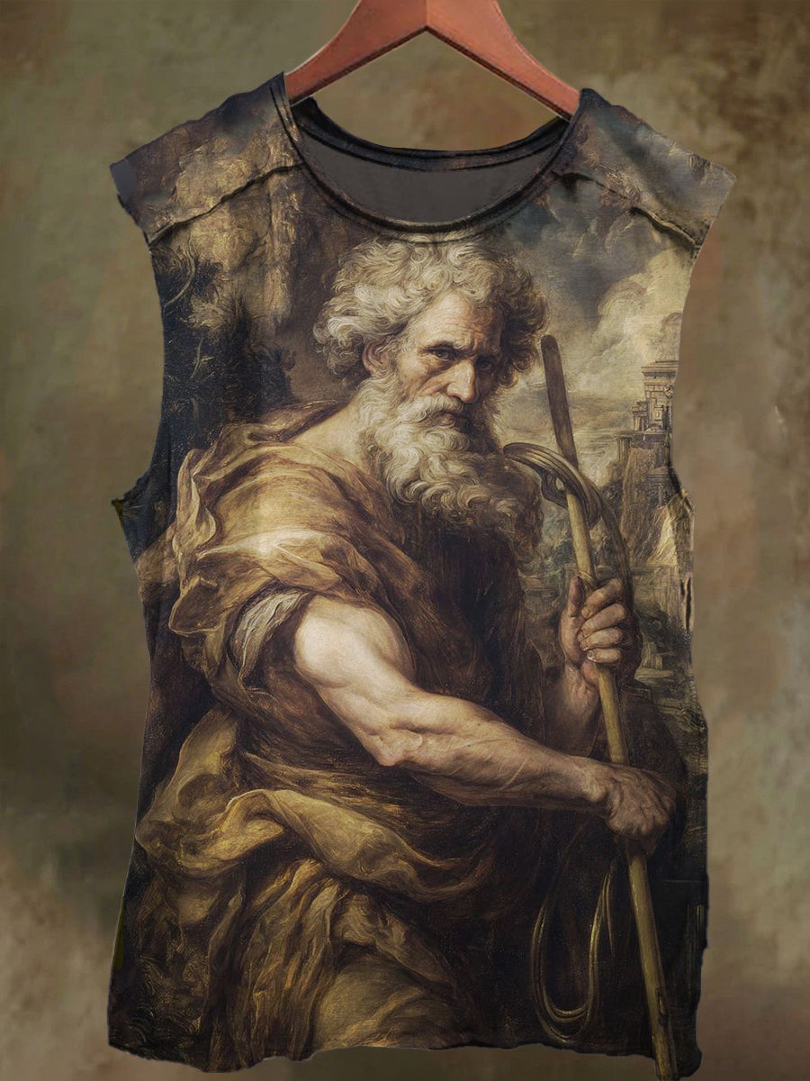 Unisex White Hair Wizard Print Casual Cotton Tank Top