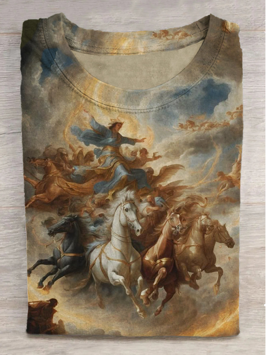 Elijah and Heaven Printed Crew Neck Short Sleeve T-Shirt