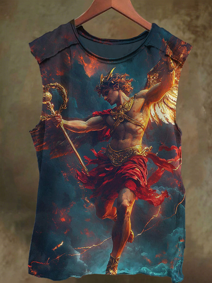 Unisex Sky God Print Casual Cotton Tank Top