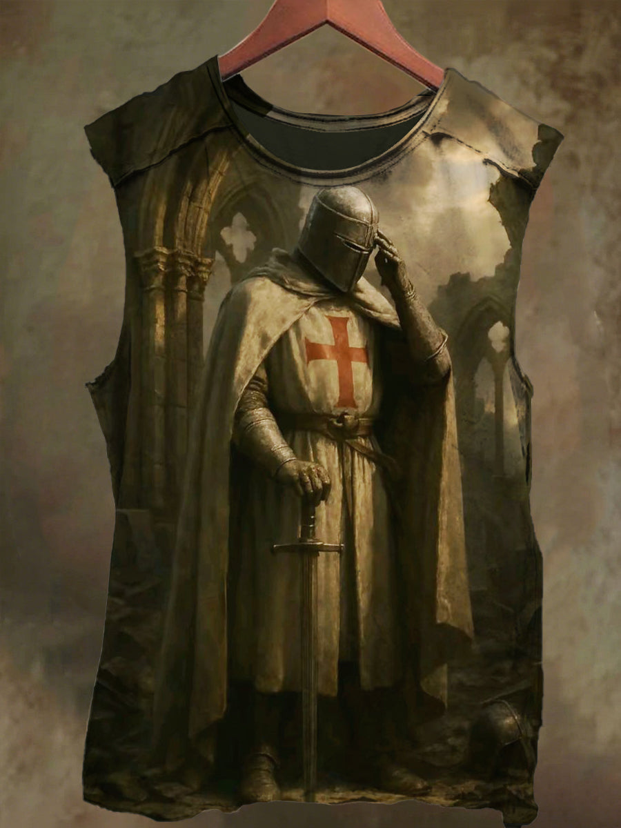 Unisex Crusader Print Casual Cotton Tank Top