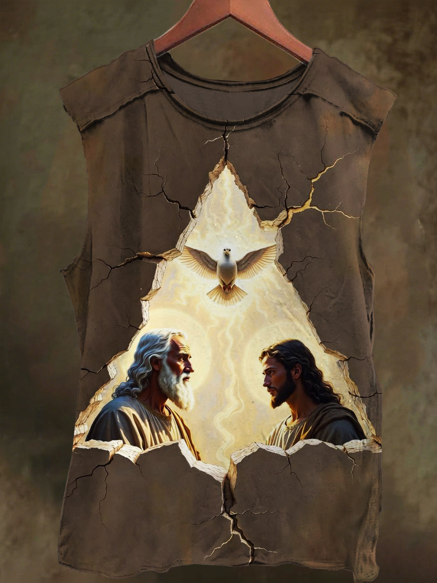 Unisex Stitches Holy Light Jesus Print Casual Cotton Tank Top