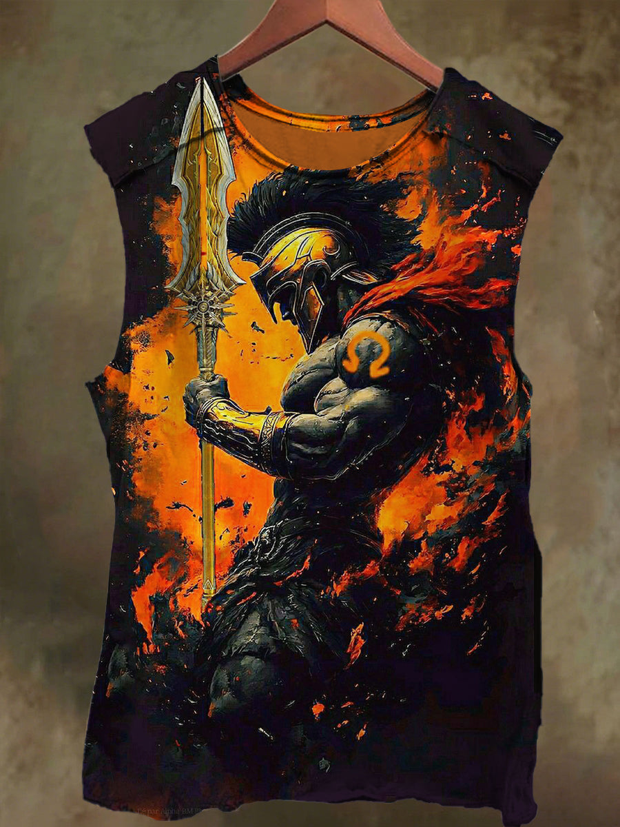 Unisex Knight Print Casual Cotton Tank Top