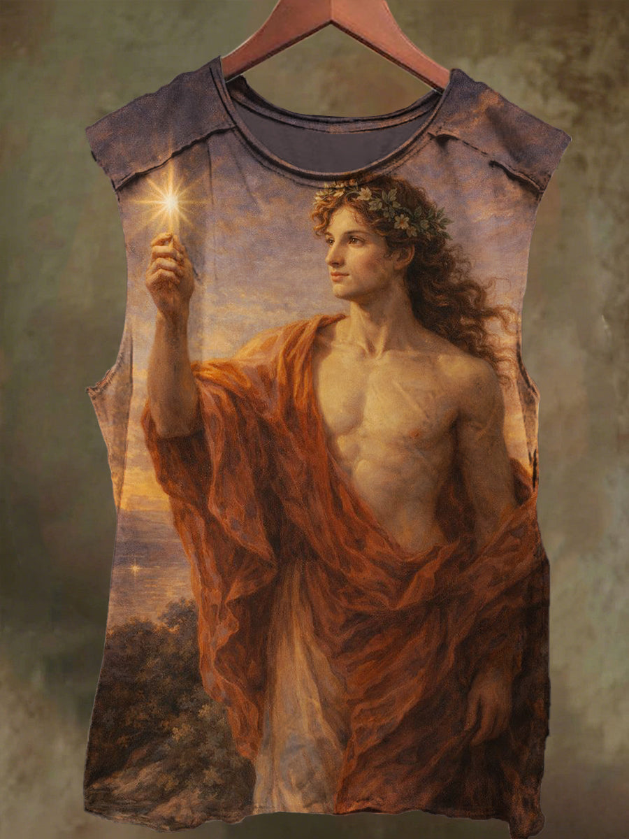 Unisex Wreath Teenage Gods Print Casual Cotton Tank Top