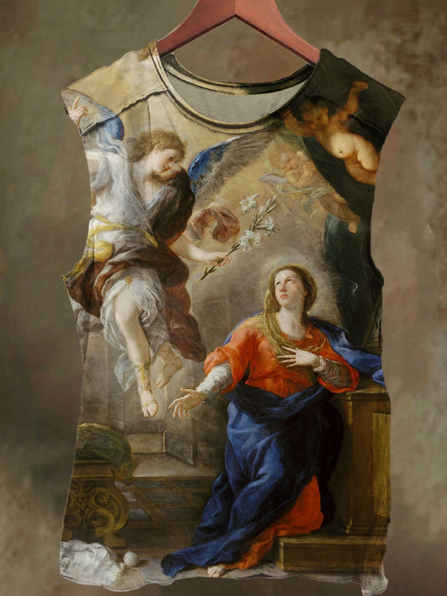 Unisex Take Flower Divine Girl Print Casual Cotton Tank Top