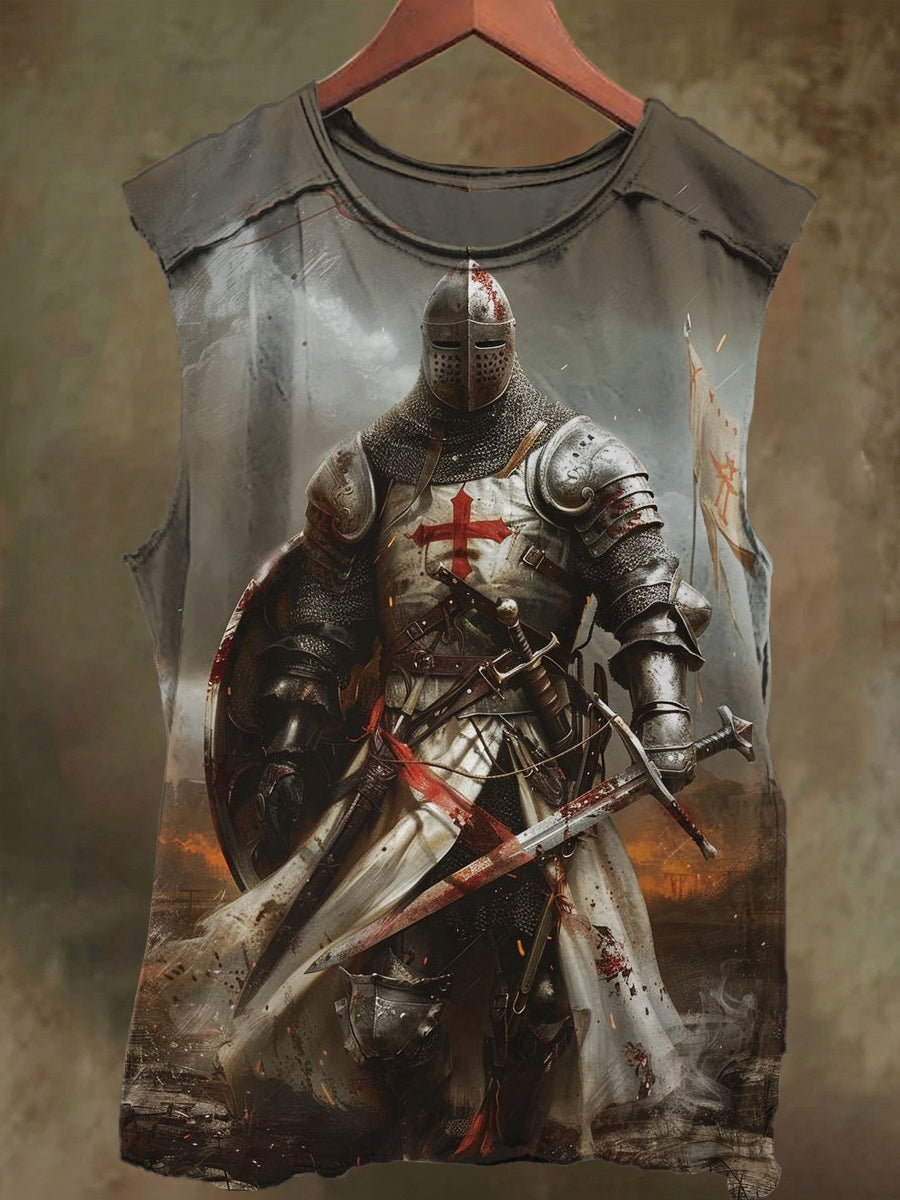 Unisex Crusader Print Casual Cotton Tank Top