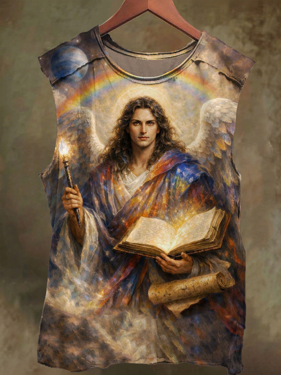 Unisex Scroll Divine Print Casual Cotton Tank Top