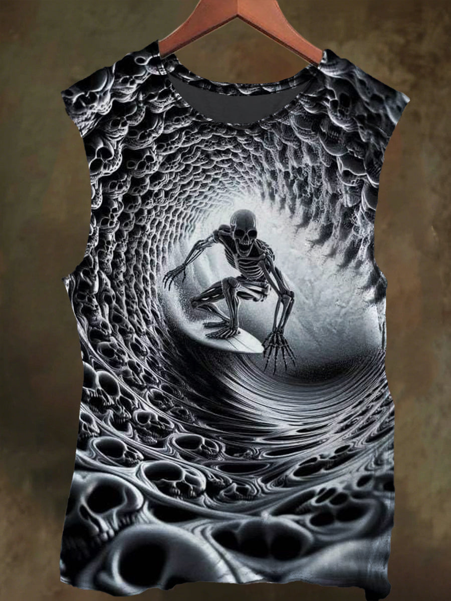 Unisex Skateboard Skull Print Casual Cotton Tank Top