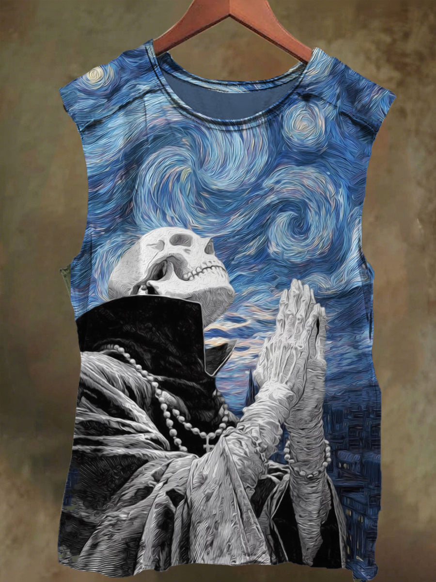 Unisex Star Skull Print Casual Cotton Tank Top