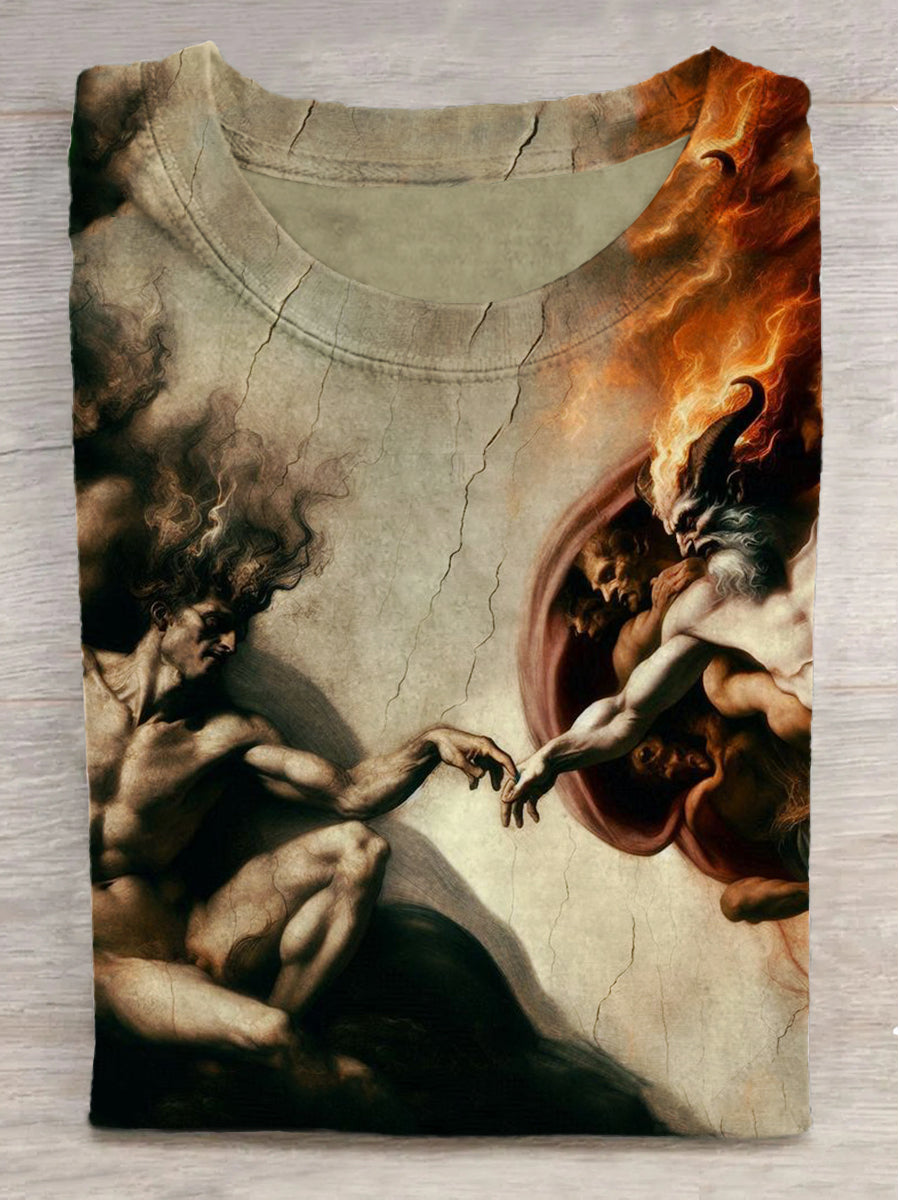 Divine Print Round Neck Short Sleeve T-Shirt