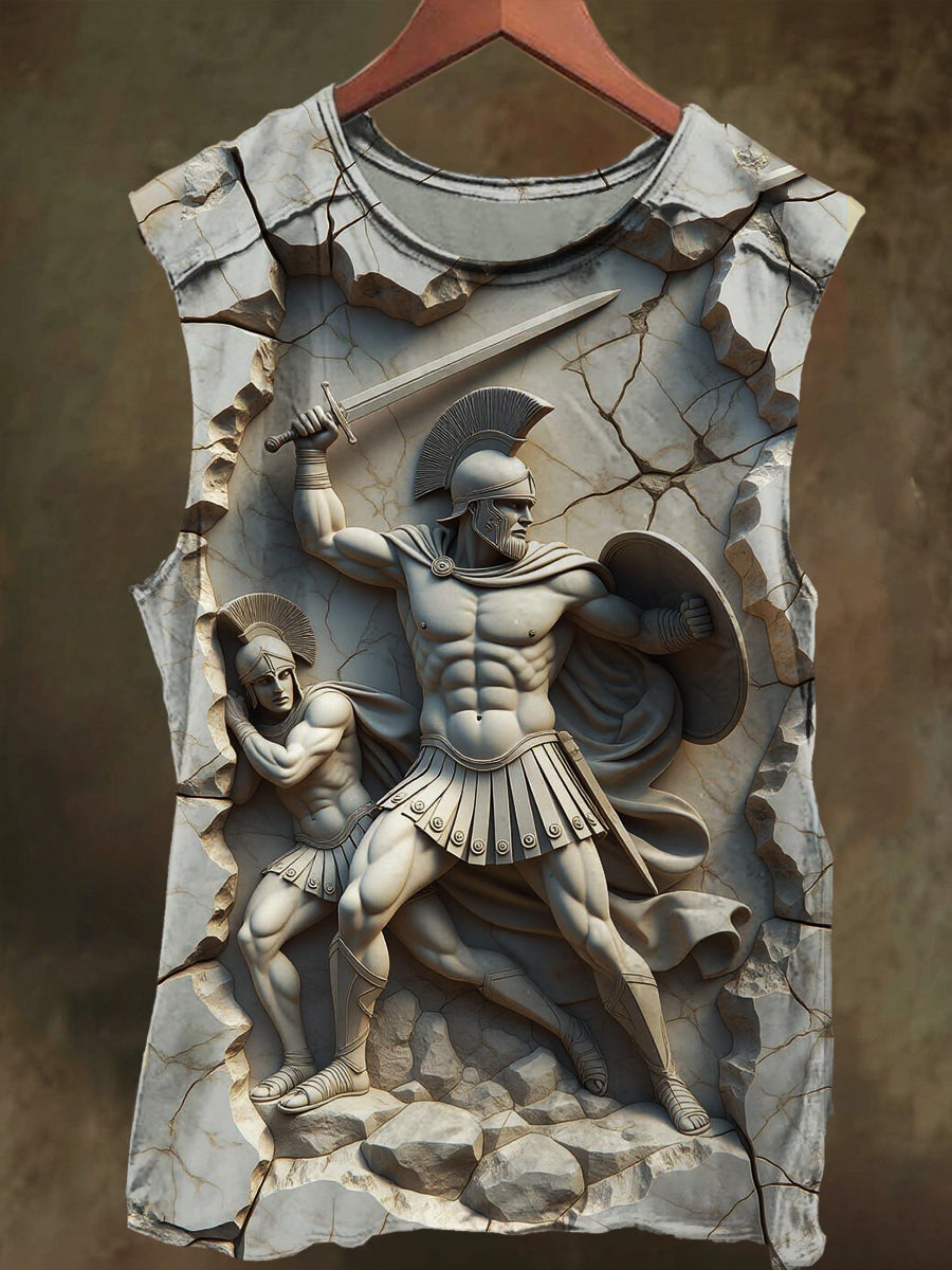 Unisex Gladiator in the Stones Print Casual Cotton Tank Top