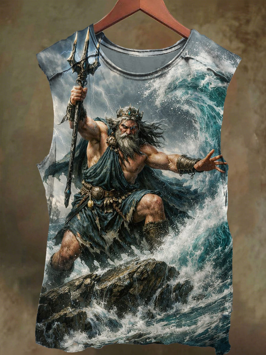 Unisex Poseidon Master Poseidon Print Casual Cotton Tank Top
