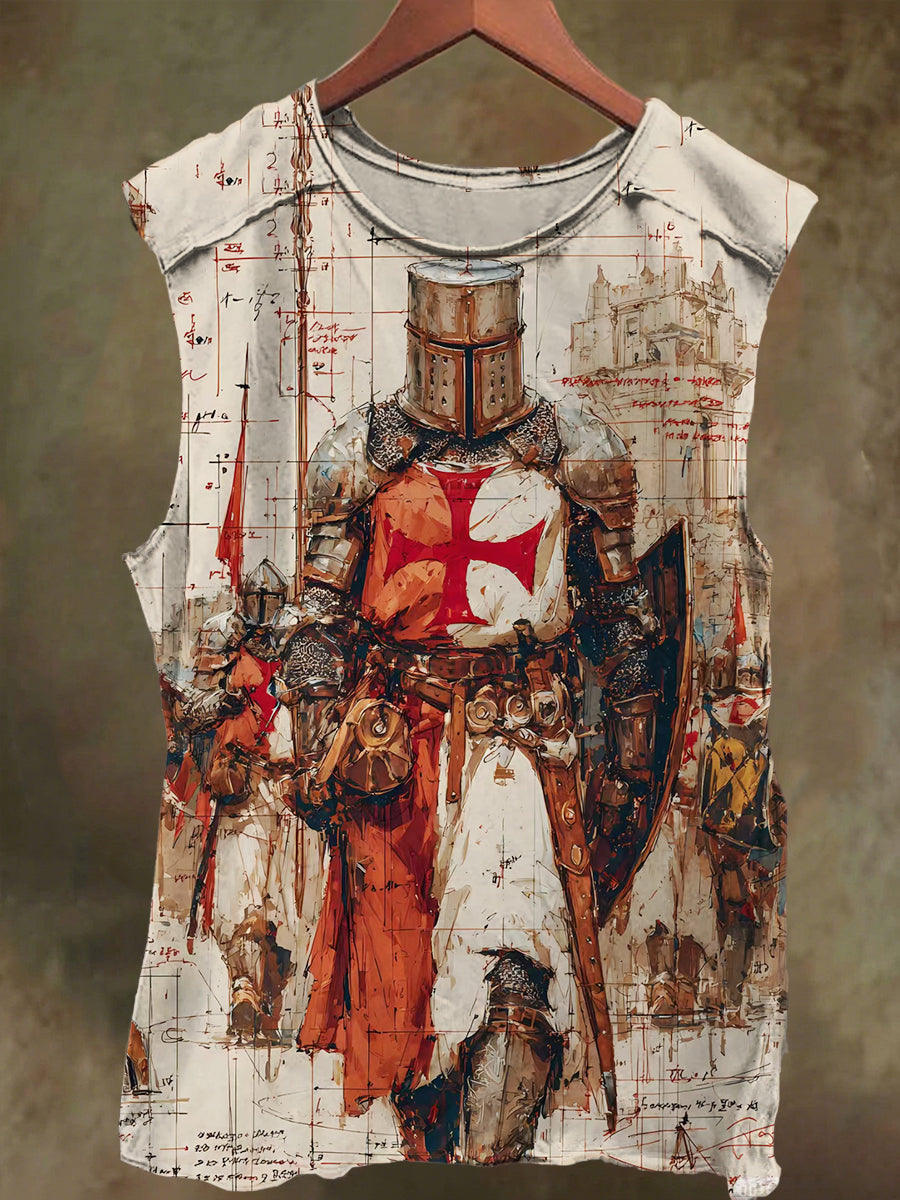 Unisex Crusader Print Casual Cotton Tank Top