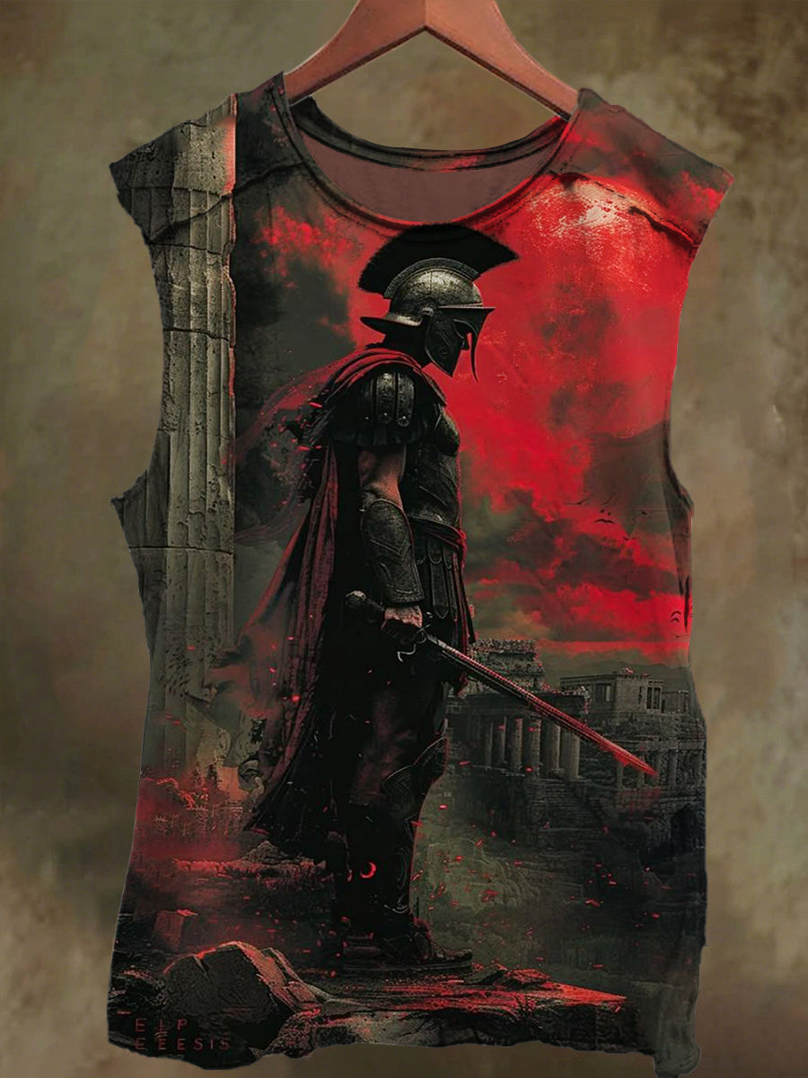 Unisex Knight Print Casual Cotton Tank Top