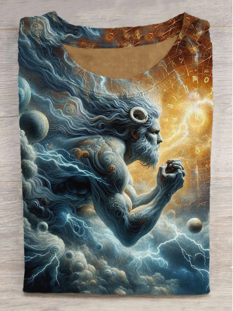 God in the Universe Printed Crew Neck Short Sleeve T-Shirt