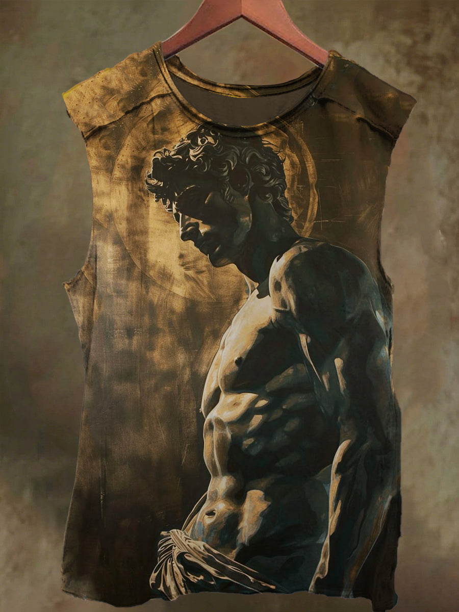 Unisex Gods Under the Moon Print Casual Cotton Tank Top