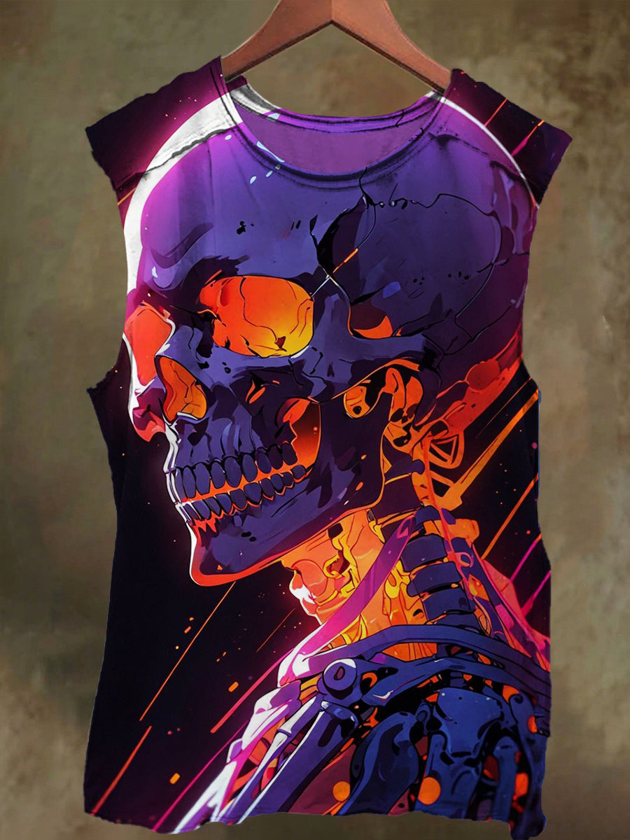 Unisex Skull Print Casual Cotton Tank Top
