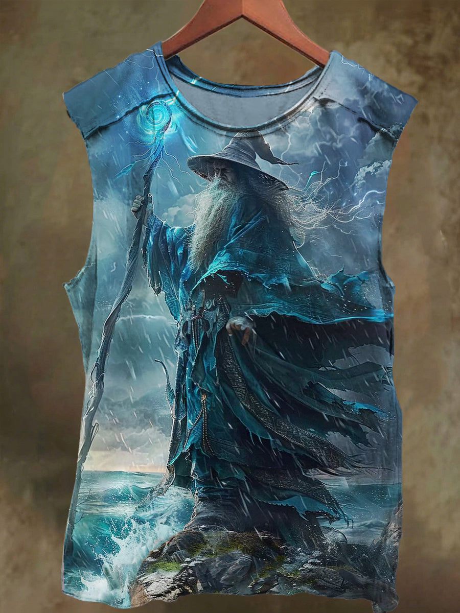 Unisex Wizard and Scepter Print Casual Cotton Tank Top