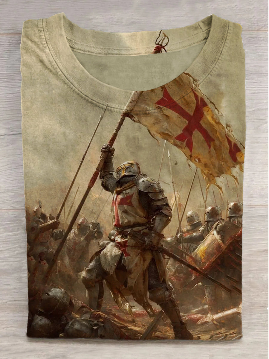 Crusader Legion Printed Round Neck Short Sleeve T-Shirt