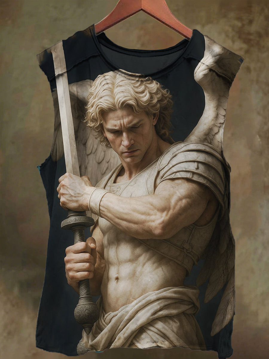 Unisex Fallen Angel Print Casual Cotton Tank Top