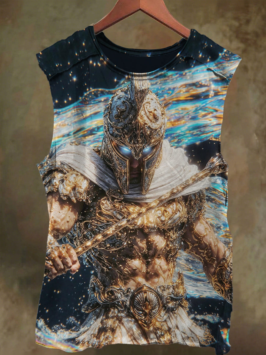 Unisex Knight Print Casual Cotton Tank Top