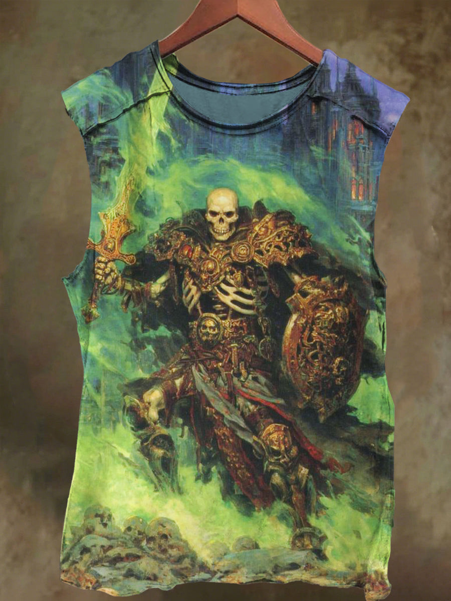 Unisex Skull Soldier Print Casual Cotton Tank Top