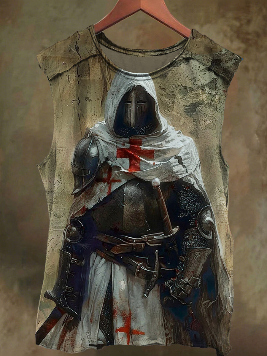 Unisex Crusader Print Casual Cotton Tank Top