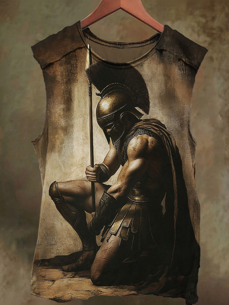 Unisex Knight Print Casual Cotton Tank Top