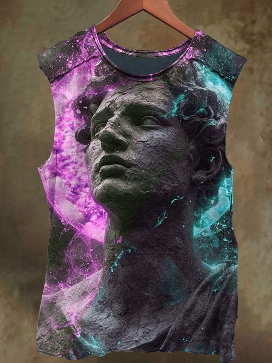 Unisex Stone Graffiti Print Casual Cotton Tank Top