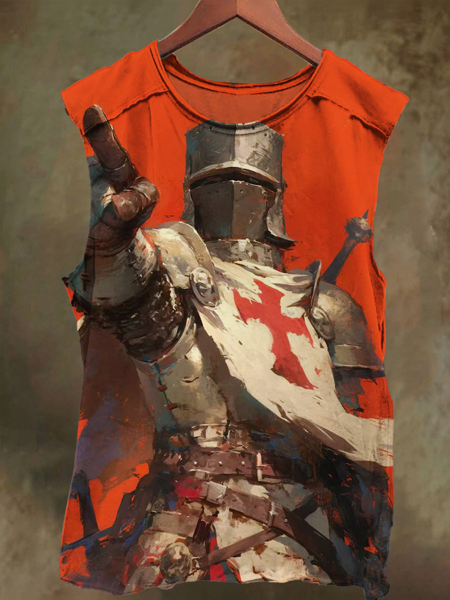 Unisex Crusader Print Casual Cotton Tank Top