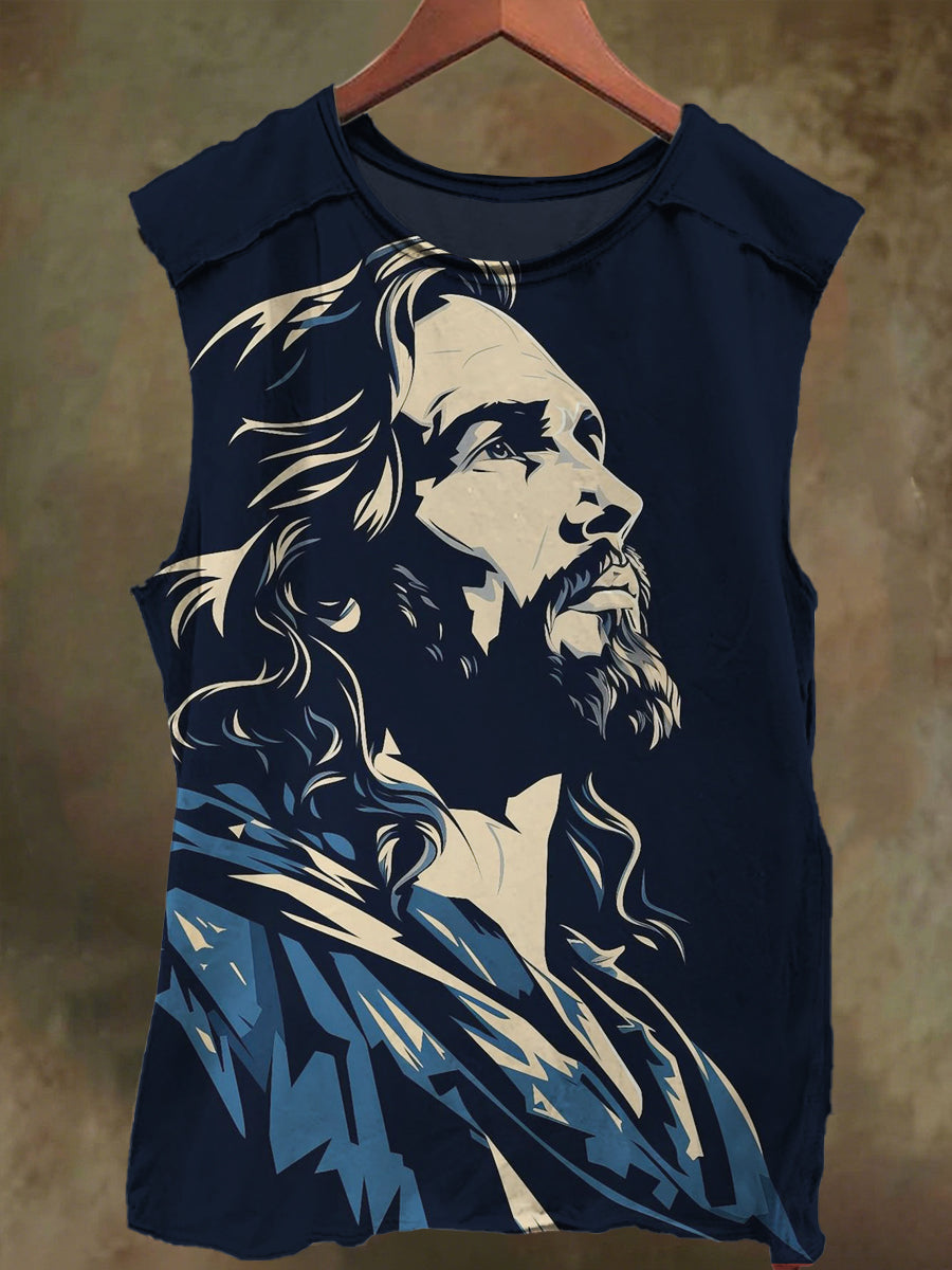 Unisex God Jesus Print Casual Cotton Tank Top
