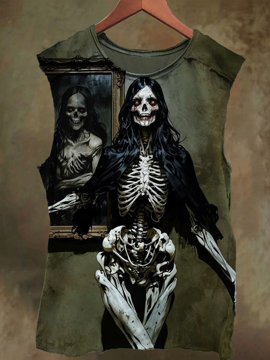 Unisex Skull Women's Printed Casual Cotton Tank Top