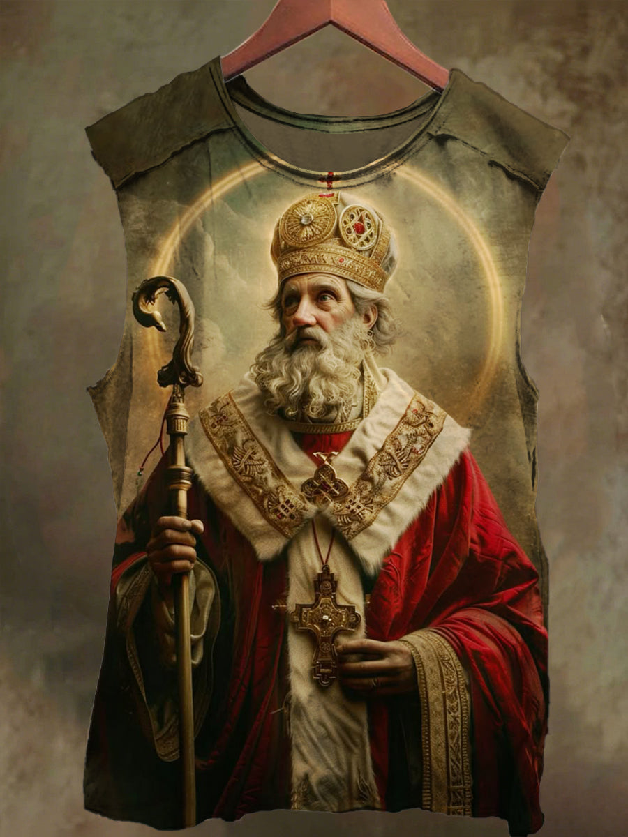 Unisex Pope and Faith Print Casual Cotton Tank Top