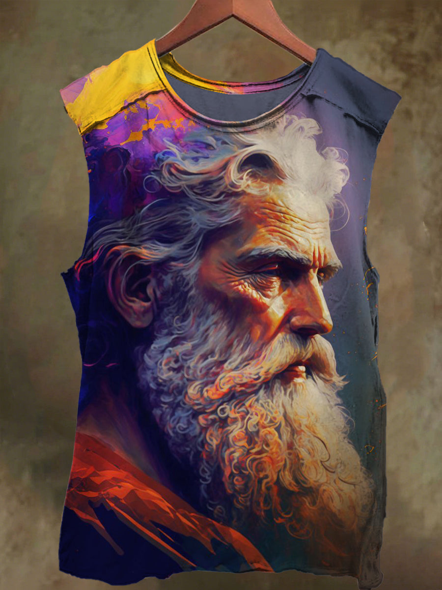 Unisex God Graffiti Print Casual Cotton Tank Top