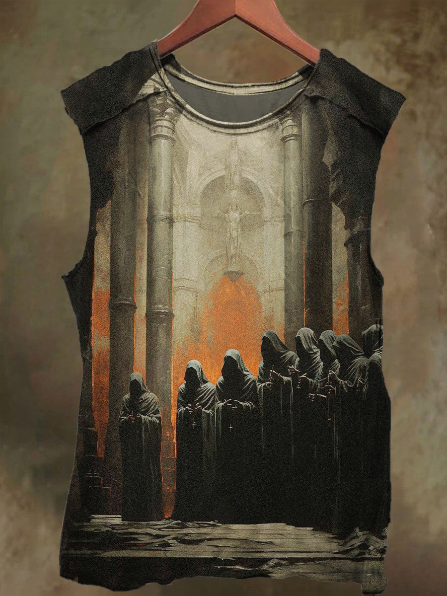 Unisex Church Print Casual Cotton Tank Top