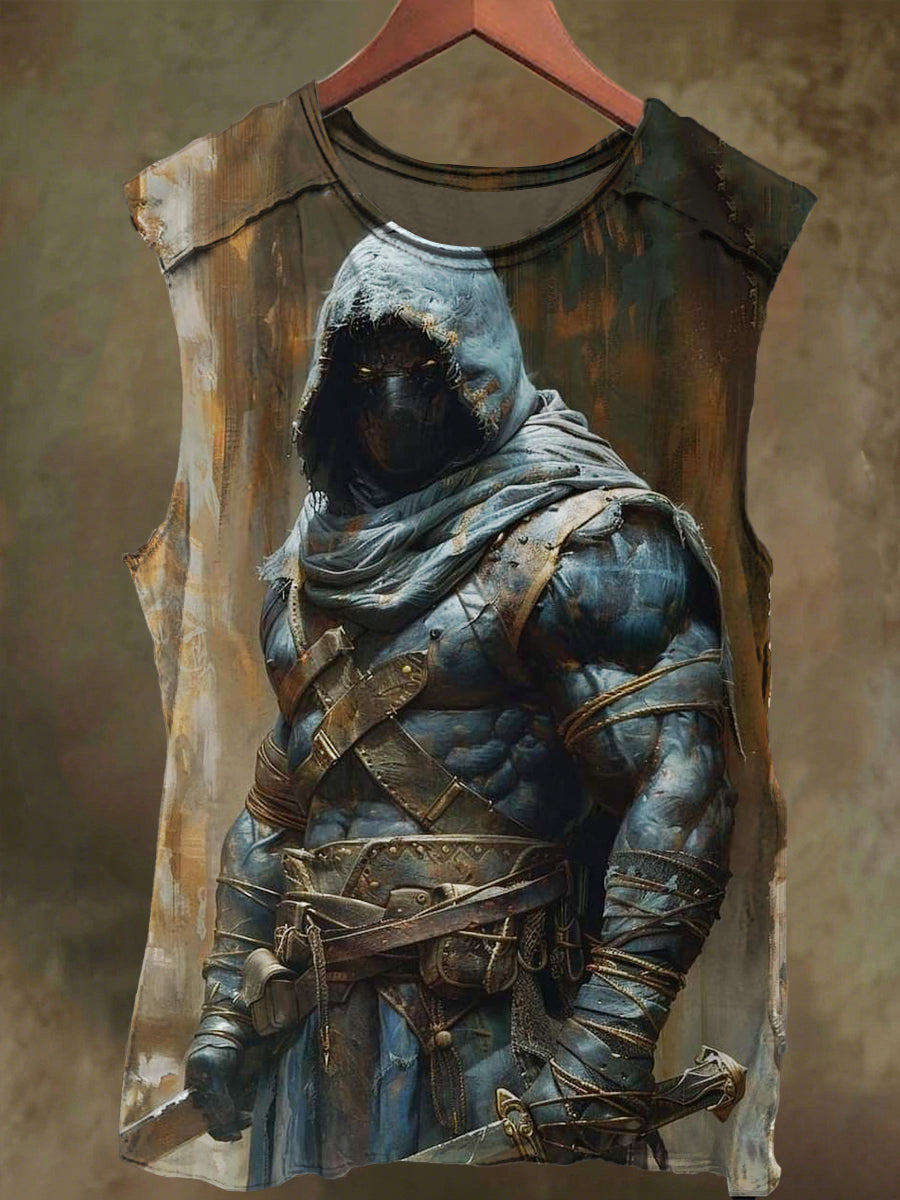 Unisex Hat Warrior Print Casual Cotton Tank Top