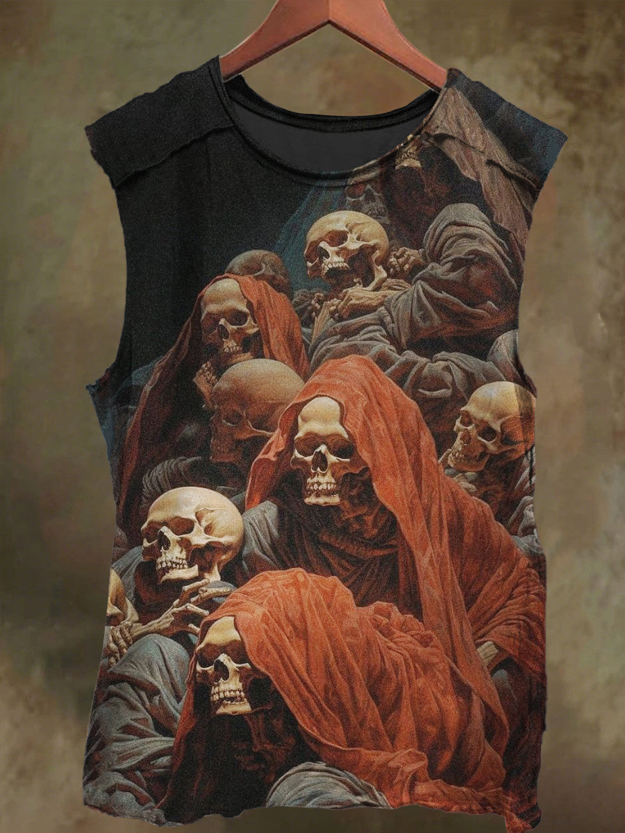 Unisex Dark Skull Party Print Casual Cotton Tank Top