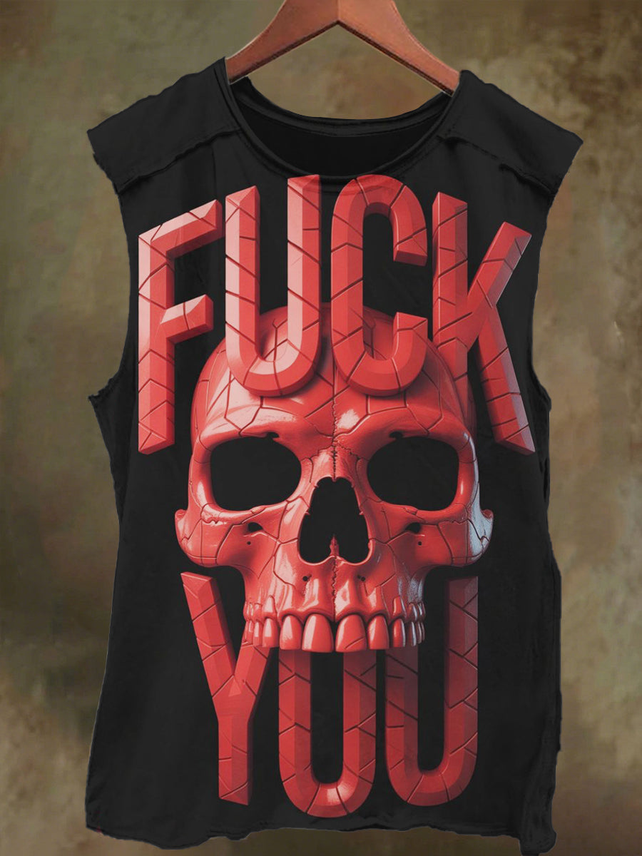 Unisex Skull Print Casual Cotton Tank Top