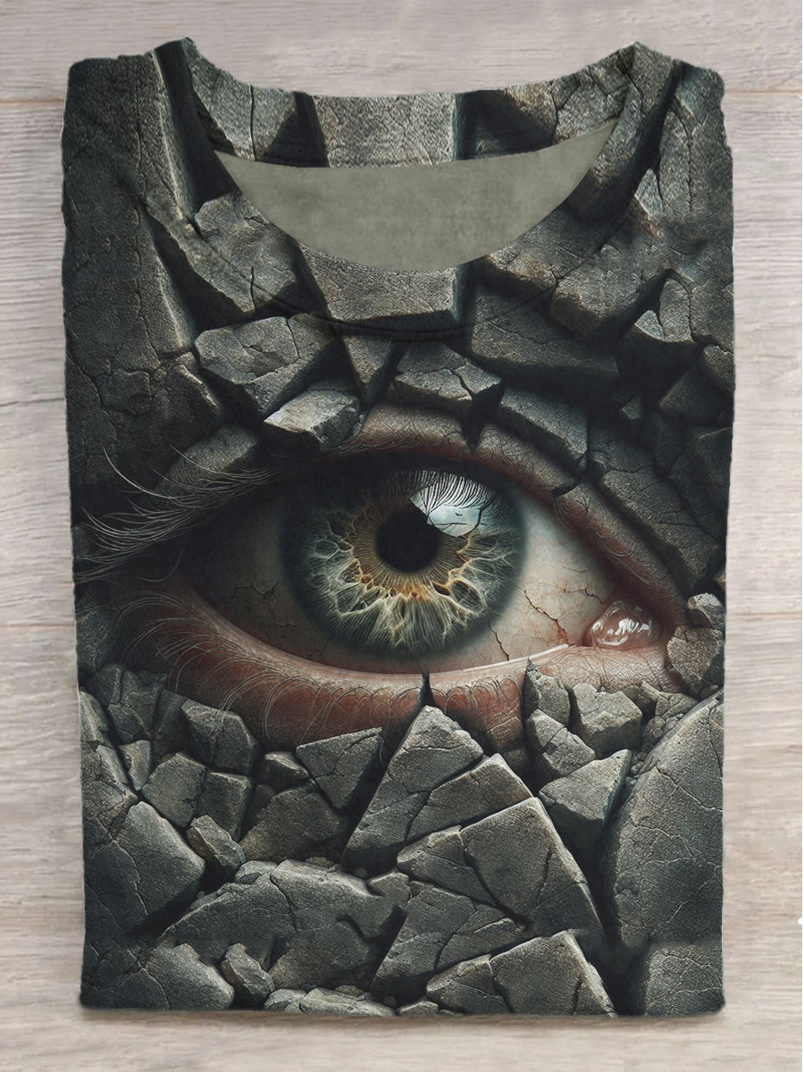 Eye of the Rock Printed Crew Neck Short Sleeve T-Shirt