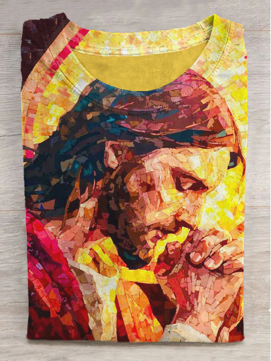 Jesus Prayer Printed Crew Neck Short Sleeve T-Shirt