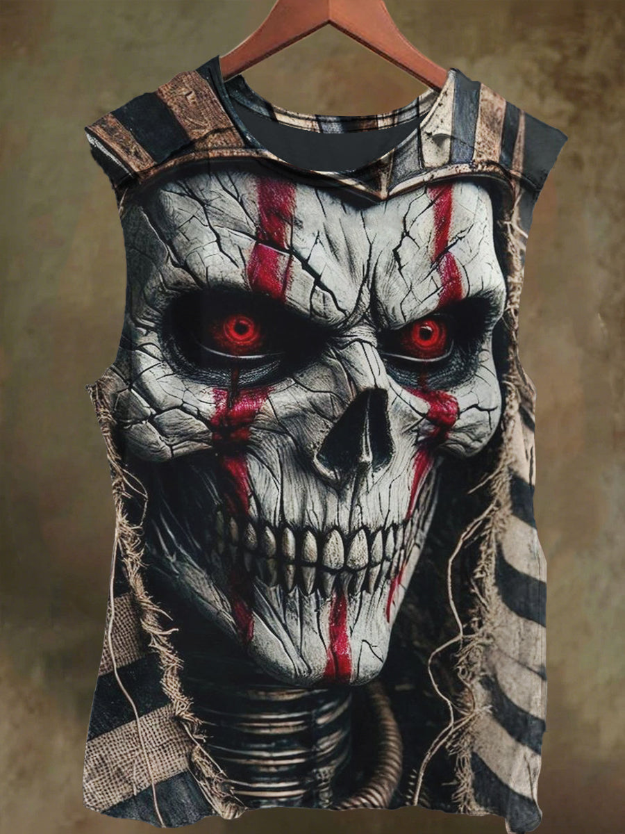 Unisex Dark Skull Print Casual Cotton Tank Top