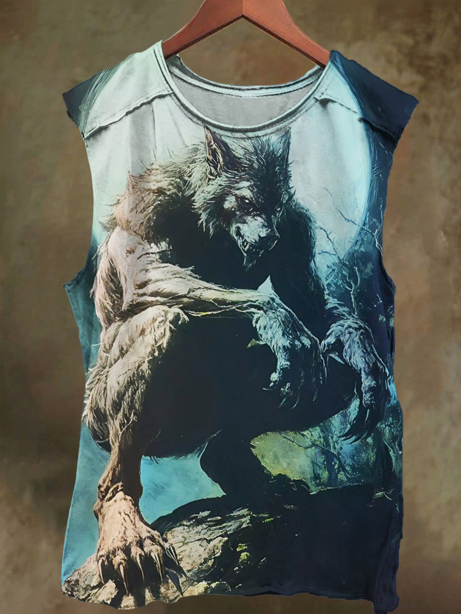 Unisex Coyote on the Rocks Print Casual Cotton Tank Top