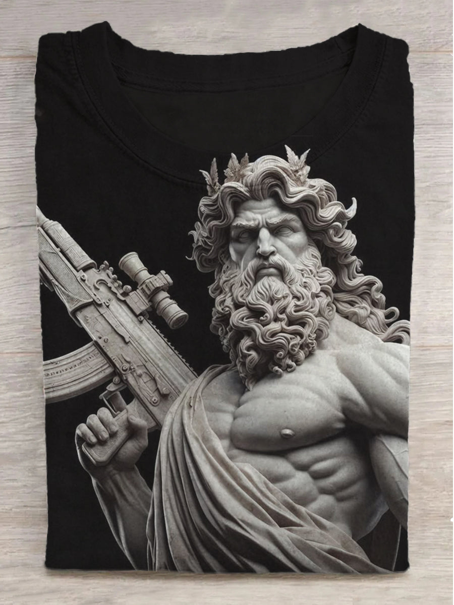 God's Gun Printed Crew Neck Short Sleeve T-Shirt