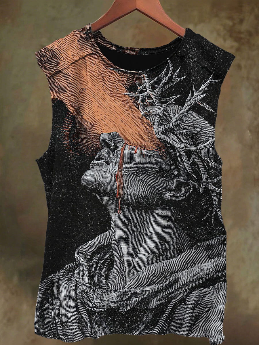 Unisex Junior Thorn Flame Print Casual Cotton Tank Top