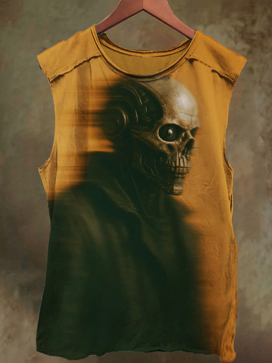 Unisex Skull Void Print Casual Cotton Tank Top