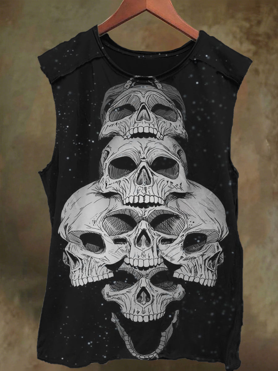 Unisex Star Skull Print Casual Cotton Tank Top