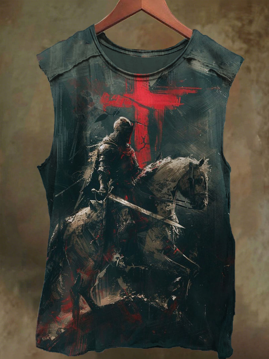 Unisex Knight of the Cross Faith Print Casual Cotton Tank Top